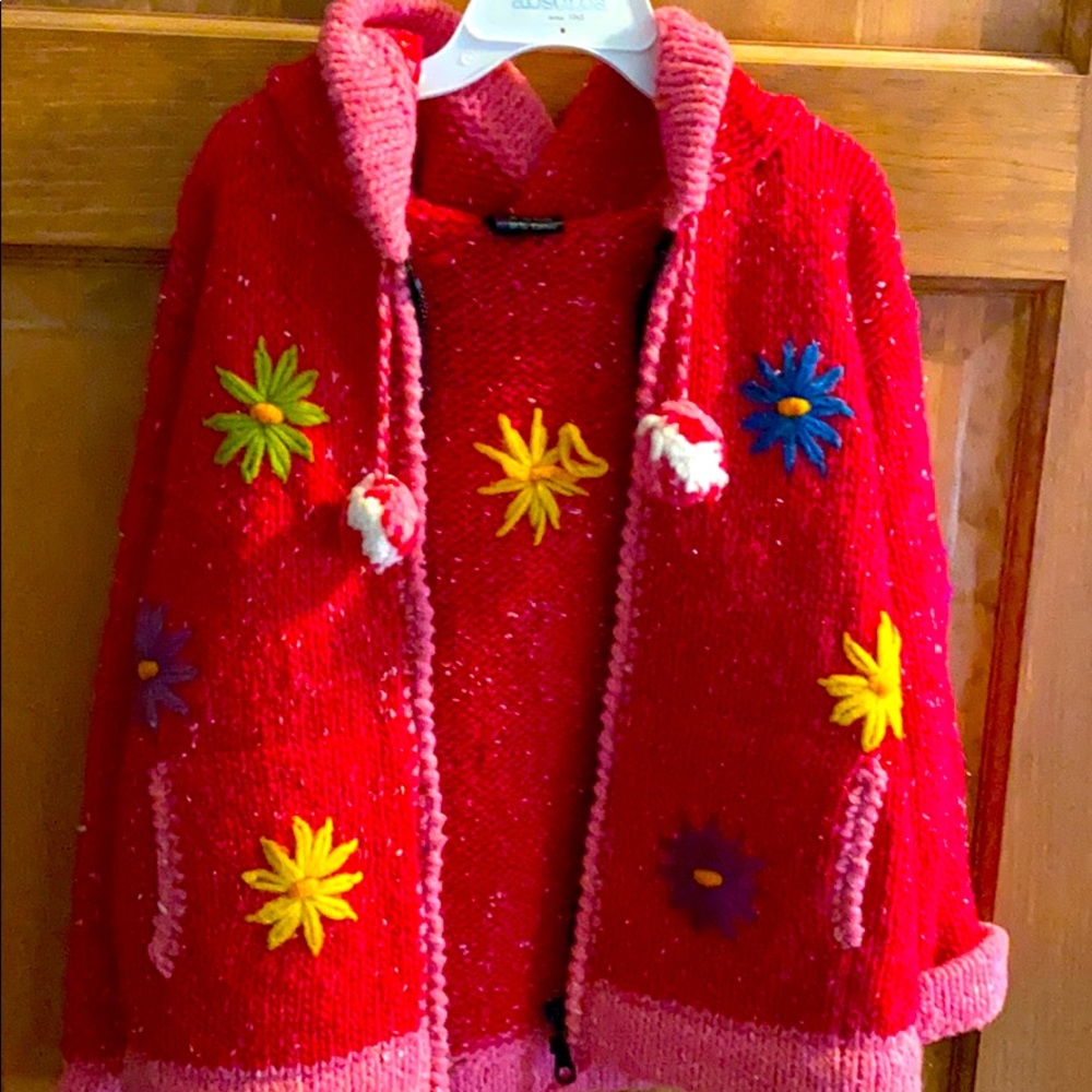 Girls Wool Sweater Hooded Jacket